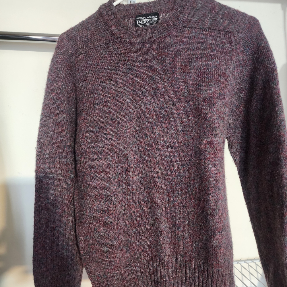 Lands' End Women's Marled Gray Crewneck Sweater Vintage